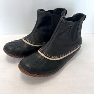 Sorel 10.5 “Out N About” Chelsea Women’s Black on Black Pull-On Boots
